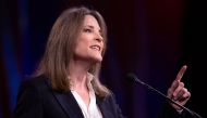 In this file photo taken on August 23, 2019, US Democratic Presidential hopeful Marianne Williamson speaks during the Democratic National Committee's summer meeting in San Francisco, California.  (Photo by JOSH EDELSON / AFP)