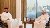 Minister of Finance H E Ali bin Ahmed Al Kuwari (right) and Minister of Economy and Planning of the Kingdom of Saudi Arabia, HE Faisal bin Fadel Al Ibrahim, Minister of Economy and Planning of the Kingdom of Saudi Arabia during their meeting.