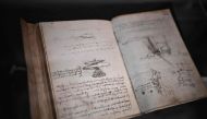 An image of Leonardo da Vinci's, 'Manuscripts of the Institut de France' pictured in Villa La Loggia in Florence, on March 14, 2023. (Photo by MARCO BERTORELLO / AFP)