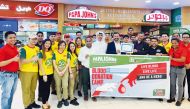 Papa John’s Qatar staff during the blood donation drive. 