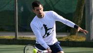 Serbian tennis player Novak Djokovic attends a training session in Belgrade on February 22, 2023.  File photo / AFP

