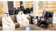 Caretaker Prime Minister of the Republic of Lebanon H E Najib Mikati meeting with Minister of State at the Ministry of Foreign Affairs H E Dr. Mohammed bin Abdulaziz bin Saleh Al Khulaifi in Beirut.