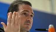 Chelsea's English coach Frank Lampard gives a press conference at the Santiago Bernabeu stadium in Madrid on April 11, 2023 on the eve of their Champions' League quarter-final football match against Real Madrid CF. (Photo by JAVIER SORIANO / AFP)