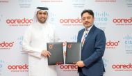 Chief Business Officer at Ooredoo, Thani Al Malki (left) and General Manager at Cisco Qatar, Hasan Khan at the launch event.