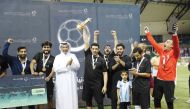 Minister of Environment and Climate Change H E Sheikh Dr. Faleh bin Nasser bin Ahmed Al Thani with winners during the conclusion ceremony of 1st Ramadan  Football Tournament organised by MoECC. 