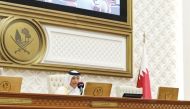 Speaker of the Shura Council H E Hassan bin Abdullah Al Ghanim chairing the regular weekly meeting held at Tamim bin Hamad Hall yesterday.