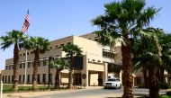 This file photo taken on October 07, 2017 shows a view of the exterior of the US Embassy in the Sudanese capital of Khartoum. (Photo by ASHRAF SHAZLY / AFP)