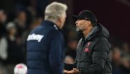 Liverpool's German manager Jurgen Klopp reacts during the English Premier League football match between West Ham United and Liverpool at the London Stadium, in London on April 26, 2023. Photo by Ben Stansall / AFP