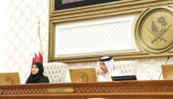 Speaker of the Shura Council H E Hassan bin Abdullah Al Ghanim (right) chairing the meeting yesterday.