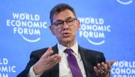 In this file photo taken on May 25, 2022 US pharmaceutical giant Pfizer CEO Albert Bourla gestures during a session at the World Economic Forum (WEF) annual meeting in Davos. (Photo by Fabrice Coffrini / AFP)