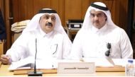 Head of the International Cooperation and Conventions Department at QMC, Sheikh Ahmed bin Thani Al Thani; and Director of the Planning, Quality and International Cooperation Department Ahmed Ghassab Al Hajri participating in the meeting in Cairo. 
