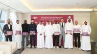 Qatar Football Association (QFA) Vice President Jassim Rashid Al Buenain handed over certificates to successful participants at the Special Course for Professional Players A&B in Doha yesterday. 