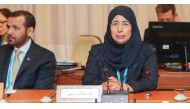 Minister of Public Health H E Dr. Hanan Mohammed Al Kuwari attending Council of Arab Ministers for Health session in Geneva. 

