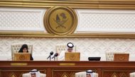 Shura Council Speaker H E Hassan bin Abdullah Al Ghanim chairing the weekly meeting of the Council.  
