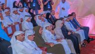 Minister of Culture and Sports, H E Salah bin Ghanem Al Ali (fifth left); Minister of Environment and Climate Change, H E Sheikh Dr. Faleh bin Nasser bin Ahmed bin Ali Al Thani (second left); Minister of State and President of Qatar National Library, H E Dr. Hamad bin Abdulaziz Al Kawari (third left); Vice Chairperson and CEO of Qatar Foundation for Education, Science and Community Development, H E Sheikha Hind bint Hamad Al Thani (fourth left); Minister of State for International Cooperation, H E Lolwah bint Rashid Al Khater (sixth left), along with other officials during the event. 