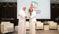 Lebanese Ambassador to Qatar, H E Farah Berri (right) receives a token of appreciation from QCS Chairman, Dr. Khaled bin Jabor Al Thani at the event.