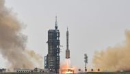 Long March-2F rocket, carrying the Shenzhou-16 Manned Space Flight Mission, lifts off from the Jiuquan Satellite Launch Centre in China's northwestern Gansu province, on May 30, 2023, heading to the Tiangong space station. Photo by Hector RETAMAL / AFP