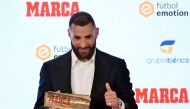 Real Madrid's French forward Karim Benzema poses after receiving the MARCA Leyenda (MARCA Legend) award in Madrid on June 1, 2023. (Photo by Oscar Del Pozo / AFP)