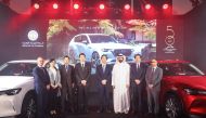 The Ambassador of Japan to Qatar, H E Satoshi Maeda; and Sheikh Ahmed bin Nasser Al Thani, President-Director of National Car Company, with other officials during the launch of Mazda CX-60 at the Mazda Show room in Al Nasr Street, Doha.