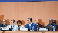 Minister of Labour H E Dr. Ali bin Smaikh Al Marri presiding over the 111th session of the International Labour Conference. 
