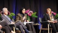 Minister of Social Development and Family H E Maryam bint Ali bin Nasser Al Misnad (centre) during the event.
