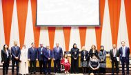 Minister of Social Development and Family H E Maryam bint Ali bin Nasser Al Misnad with other participants at the coordination meeting of Arab Ministers of Social Affairs.