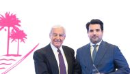 Ambassador of Qatar to the United States H E Sheikh Mishaal bin Hamad Al Thani (right) during the award ceremony. 