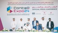 Assistant Undersecretary at MoL Mohammed Hassan Al Obaidly and President of Ashghal Dr. Eng Saad bin Ahmad Al Muhannadi with other official during the press conference. 