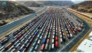 A handout picture provided by the Saudi Press Agency (SPA) on June 26, 2023, shows buses which are used to transport pilgrims, parked at a station in the holy city of Mecca, during the annual haj pilgrimage. (Photo by SPA / AFP)