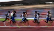 Athletes compete in the Men's 1500m event at the IAAF 2023 Golden Spike Athletics Meeting in Ostrava, Czech Republic on June 27, 2023. (Photo by Michal Cizek / AFP)
