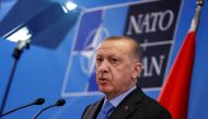 File Photo: Turkish President Tayyip Erdogan speaks during a news conference following a NATO summit, in Brussels, Belgium, March 24, 2022. (REUTERS/Gonzalo Fuentes)
