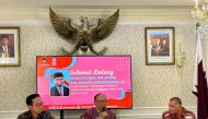 Indonesian Ambassador to Qatar H E Ridwan Hassan (right), Indonesia’s Presidential Advisory Council member, Sidarto Danusubroto (centre), and Person-in-charge for cultural activation at the Indonesian Embassy in Doha, Ali Murtado during the event.