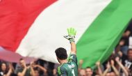 (FILES) Juventus' goalkeeper Gianluigi Buffon greets fans during the Italian Serie A football match Juventus versus Verona, on May 19, 2018 at the Allianz Stadium in Turin. (Photo by MARCO BERTORELLO / AFP)
