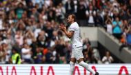 Tottenham Hotspur's English striker Harry Kane applauds as he is substituted after scoring four goals during the pre-season friendly football match between Tottenham Hotspur and Shakhtar Donetsk at the Tottenham Hotspur Stadium, in London, on August 6, 2023. (Photo by HENRY NICHOLLS / AFP)
