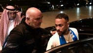 Brazilian forward Neymar arrives to Riyadh on August 18, 2023 after signing for Al-Hilal on a two-year contract. (Photo by AFP)
