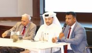 From left: Qatar Cricket Association's (QCA) Technical Expert Manzoor Ahmad. QCA CEO Khaled Al Suwaidi and QCA  Director of Youth Tournaments Christopher Raja during a press conference. 