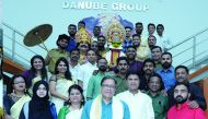 Officials from Danube Group celebrating Onam festival.