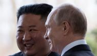 File Photo: Russian President Vladimir Putin welcomes North Korean leader Kim Jong Un prior to their talks at the Far Eastern Federal University campus on Russky island in the far-eastern Russian port of Vladivostok on April 25, 2019. (AFP / POOL / Alexander Zemlian)