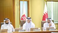 Secretary-General of the Qatar Olympic Committee (QOC) Jassim bin Rashid Al Buainain (centre) during a meeting with Qatari sports federations officials at the QOC Headquarters, yesterday. 