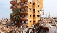 An area damaged by flash floods is pictured in Derna, eastern Libya, on September 11, 2023.(Photo by AFP)