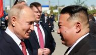 Russia's President Vladimir Putin (left) and North Korea's leader Kim Jong Un during their meeting at the Vostochny Cosmodrome in Amur region on September 13, 2023. (Photo by Vladimir Smirnov / Sputnik Agency-POOL / AFP)