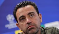 Barcelona's Spanish coach Xavi gives a press conference on the eve of the UEFA Champions League football match between FC Barcelona and Royal Antwerp FC on September 18, 2023. (Photo by LLUIS GENE / AFP)