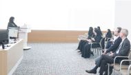 Mazyuna Al Naimi, Head of the Human Resources Department, QFMA, speaking during the seminar Qatar University.