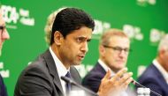 European Club Association Chairman Nasser Al Khelaifi speaks during the meeting in Warsaw, Poland.