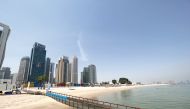 A view of the West Bay Beach with the accessibility ramp.
