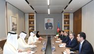 Minister of State for Foreign Affairs H E Sultan bin Saad Al Muraikhi meeting with Minister of Foreign Affairs of the Republic of Azerbaijan H E Jeyhun Bayramov.