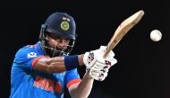 India's KL Rahul plays a shot during the 2023 ICC Men's cricket World Cup one-day international (ODI) match between India and Australia at the MA Chidambaram Stadium in Chennai on October 8, 2023. (Photo by R.Satish Babu / AFP)