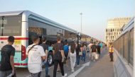 Mowasalat buses conveying people during the Qatar Airways Qatar Grand Prix 2023.