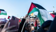 Pro-Palestinian protestors take part in a rally in Copenhagen, Denmark on October 14, 2023. A pro-Palestinian rally attracted some 1,000 people to downtown Copenhagen Saturday as Danes showed opposition to a huge Israeli military response in Gaza to last week's bloody incursion into Israel by Hamas. (Photo by Rasmus Flindt Pedersen / Ritzau Scanpix / AFP) / Denmark OUT

