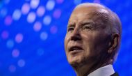 US President Joe Biden speaks during the Human Rights Campaign National Dinner at the Washington Convention Center in Washington, DC, on October 14, 2023. (Photo by Andrew Caballero-Reynolds / AFP)